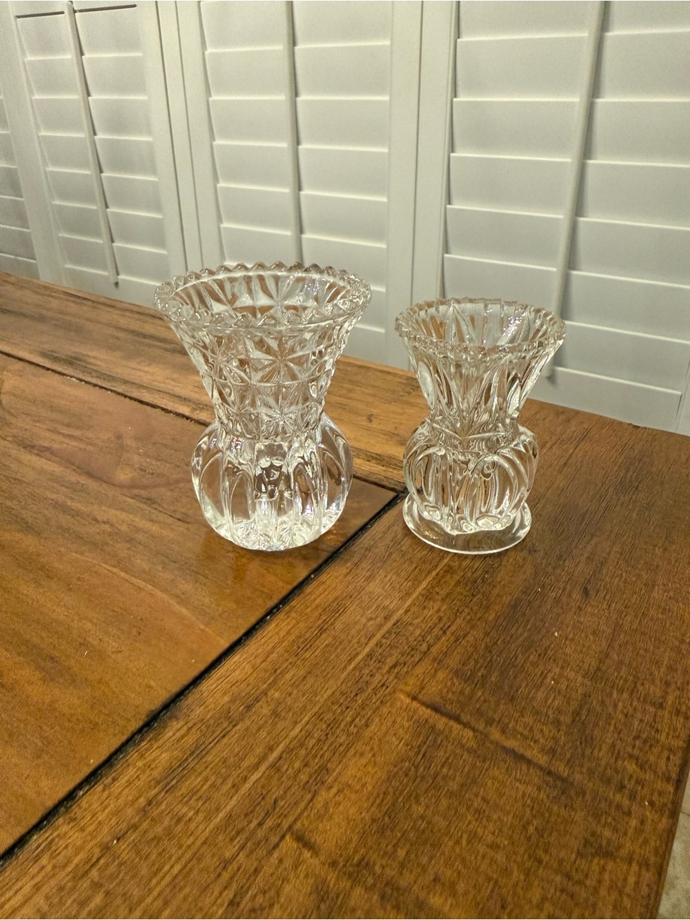 2 Vintage Crystal toothpick holders.  3” & 2.5”